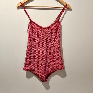 Zara Women Unique Red Pink Knit Texture Bodysuit size M